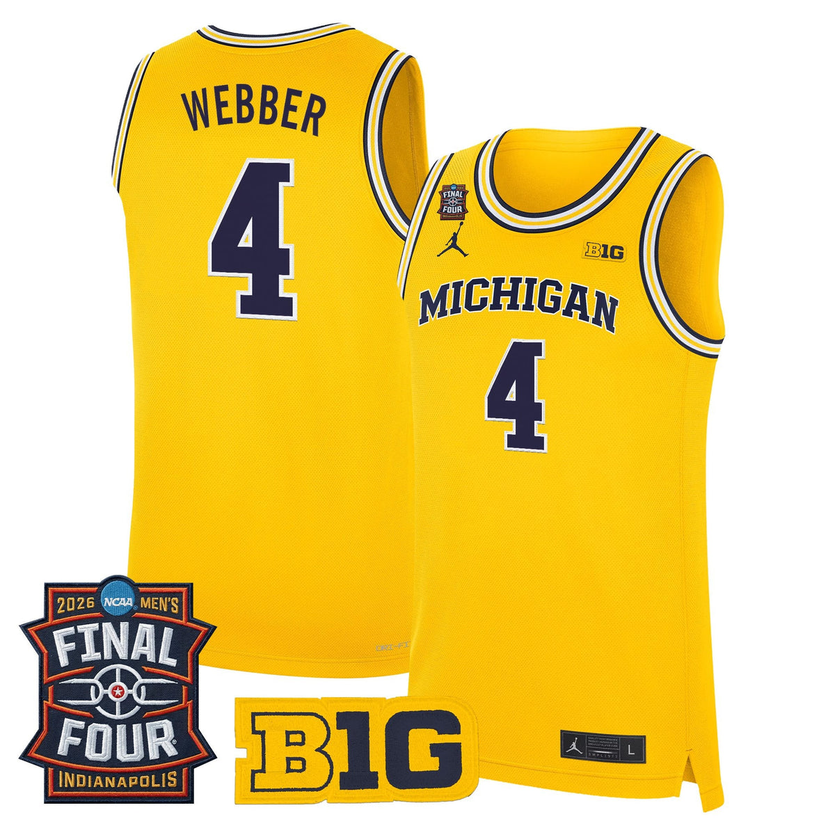 Men's Michigan Wolverines 2026 Final Four Patch Basketball Jersey - All Stitched