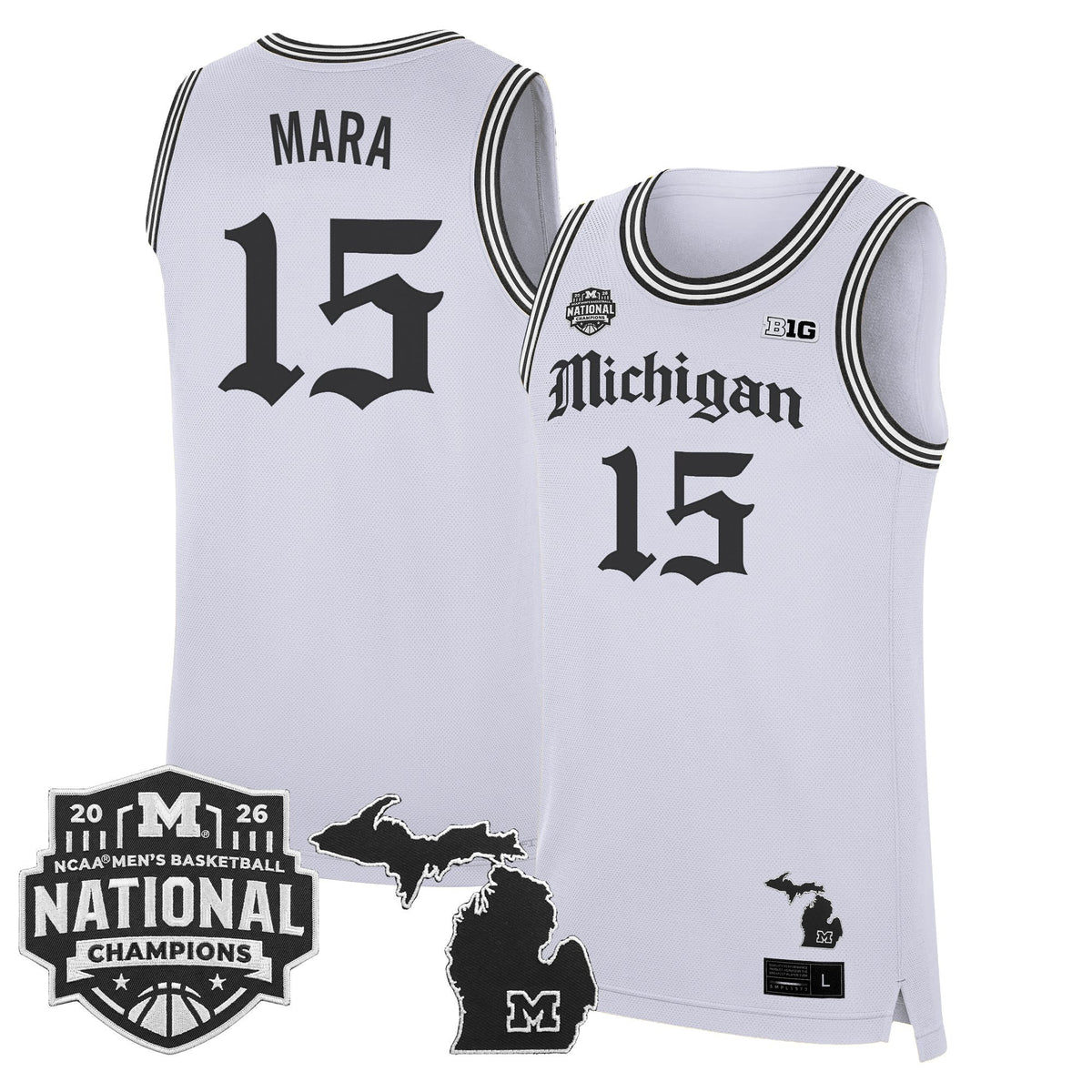 Men's Michigan Wolverines 2026 National Champions Patch Basketball Jersey - Gothic Edition - All Stitched