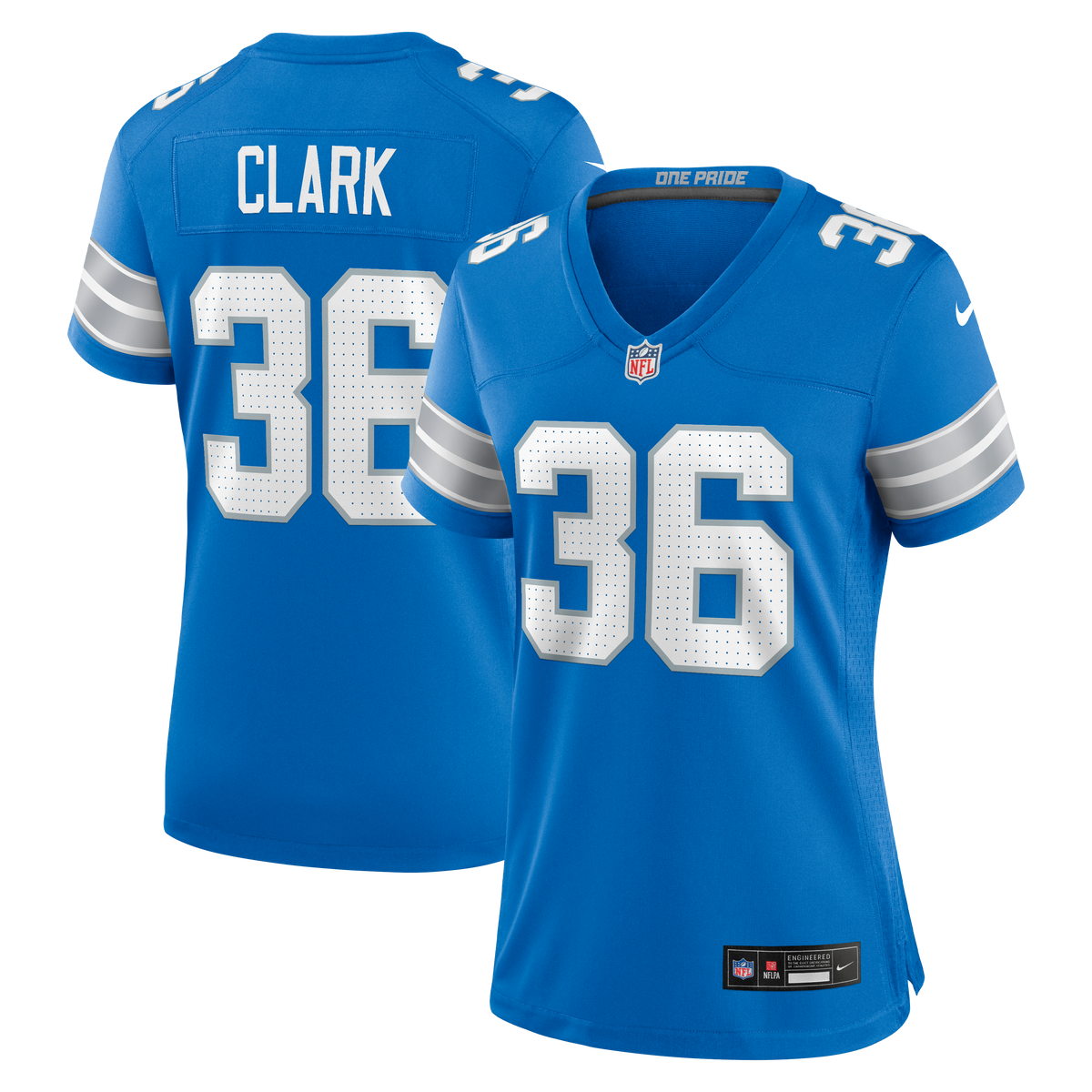 Women's Detroit Lions Chuck Clark Nike Blue Team Game Jersey