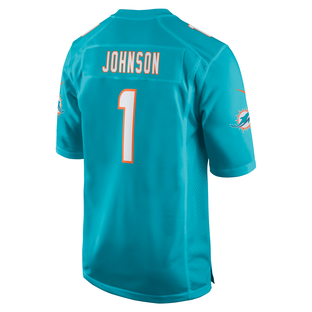 Men's Miami Dolphins Chris Johnson Nike Aqua 2026 Nfl Draft First Round Pick No 27 Team Game Jersey
