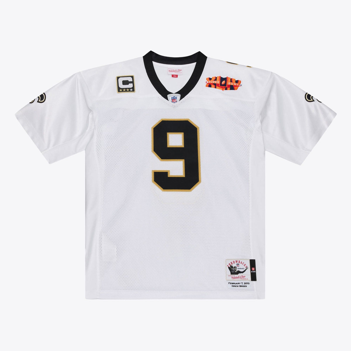 Men's New Orleans Saints Drew Brees Mitchell And Ness White Super Bowl Xliv Authentic Jersey